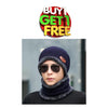 Unisex Woolen Cap With Neck Warmer, Grey Navy