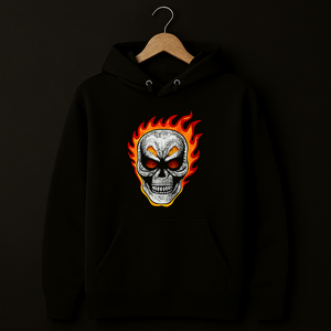 New Winter Collection Full Black Hoodie with Ghost Skull Print for Men and Boys – Comfortable, Trendy & Casual Wear - Large