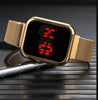 Touch LED Magnet Watch Fashion Casual Sports Men's Watch Touch Smart LED Digital Watches Electronics Wrist Watches for Men Women Square Clock Golden (Without box)